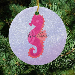 Little Pink Seahorse Keramisch Ornament