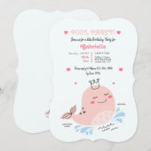 Little Pink Whale Pool verjaardagsfeestje Kaart (Voorkant / Achterkant)