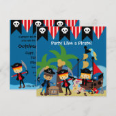 Little Pirates Kinder Pirate Birthday Invitation Kaart (Voorkant / Achterkant)