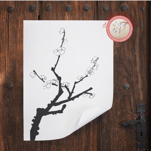Little Plum Blossom Twig Foto Afdruk