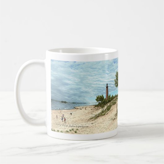 Little Point Sable Lighthouse Michigan Coffee Mok (Links)