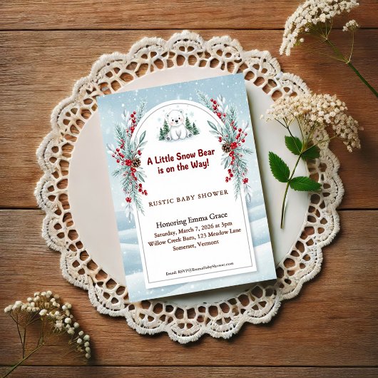 Little Polar Bear Winter Baby Shower Invitation