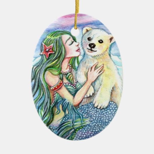 Little Polar Beer Baby - Mermaid Art Keramisch Ornament (Voorkant)
