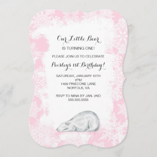 Little Polar Beer Winter Birthday Party Invite Kaart
