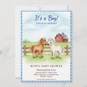 Little Pony Baby Boy Shower Gingham Invitation (Devant)