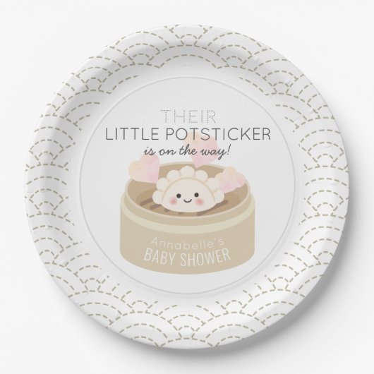 Little Potsticker White Baby shower Paper Bord (Voorkant)