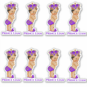 Little Prince Baby Boy Paarse gouden kroon Sticker