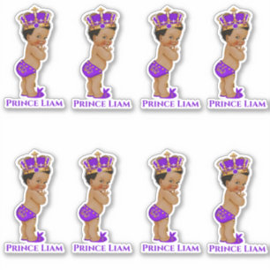 Little Prince Baby Boy Paarse gouden kroon Sticker