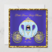 Little Prince Baby shower Blue Gold Boy Carriage 2 Kaart (Voorkant)