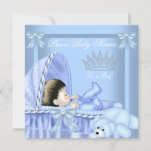 Little Prince Baby shower Boy Blue Bassinette 2 Kaart