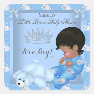 Little Prince Baby shower Boy Blue Bunny AM Vierkante Sticker