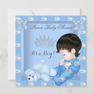Little Prince Baby shower Boy Blue Bunny Kaart