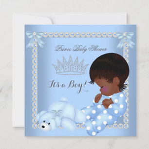 Little Prince Baby shower Boy Blue Pearl A2 Kaart