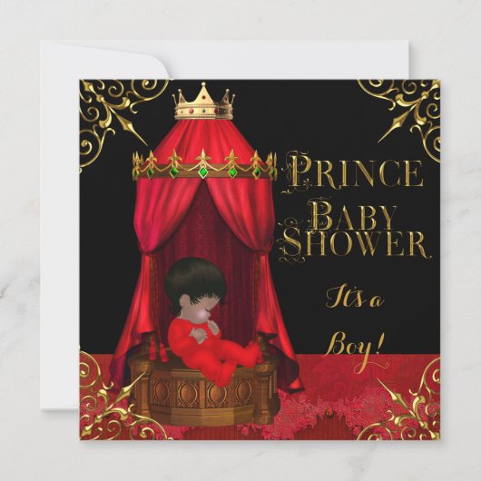 Little Prince Baby shower Boy Regal Red Crown 2 Kaart (Voorkant)