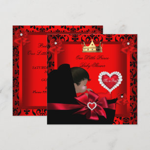 Little Prince Baby shower Boy Regal Red Gold Pram Kaart