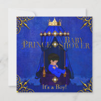 Little Prince Baby shower Boy Royal Blue Crown