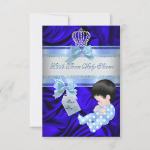 Little Prince Baby shower Boy Royal Blue Kaart