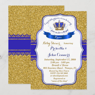 Little Prince Baby shower Invitation, goud, blauw Kaart