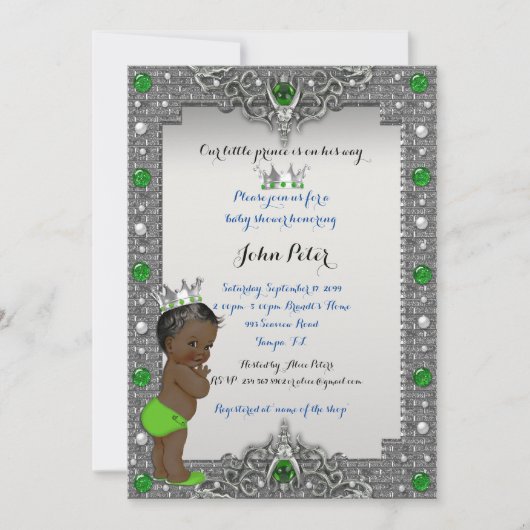 Little Prince Baby shower Invitation, trendy, chiq Kaart (Voorkant)