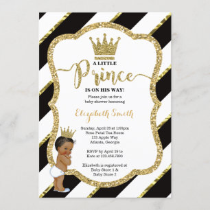 Little Prince Baby shower Invite, Faux Glitter Kaart