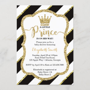 Little Prince Baby shower Invite, Faux Glitter Kaart