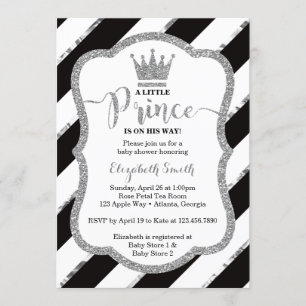 Little Prince Baby shower Invite, Faux Glitter Kaart