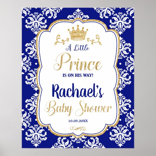 Little Prince Baby shower Royal Blue Affiche de bi (Devant)