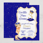 Little Prince Birthday Invitation- 3rd Birthday Kaart (Voorkant / Achterkant)