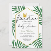 Little Prince Crown Leaf Baby shower Invitation Kaart (Voorkant)