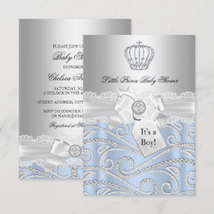 Little Prince Diamanten Kroon Baby Shower Uitnodig Kaart