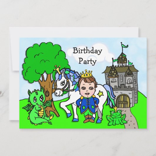 Little Prince Fairy Tale Birthday Party Kaart (Voorkant)