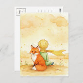 Little Prince Fox Waterverf Briefkaart (Voorkant / Achterkant)