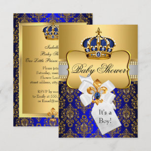 Little Prince Koninklijk Blauwe Kroon Baby Shower  Kaart