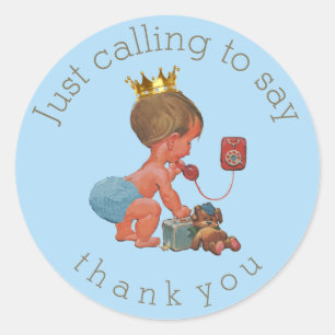 Little Prince on Phone Bedankt Baby shower Ronde Sticker