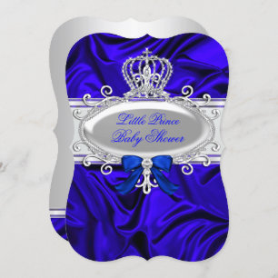 Little Prince Royal Blue Boy Baby shower 2 Kaart
