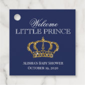 Little Prince Royal Blue en Gold Baby shower Bedankjes Labels (Voorkant)