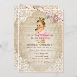 Little Princess  Baby Girl Rustic Shower Kaart