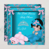 Little Princess Baby shower Girl Blauwgroen Blue P Kaart (Voorkant / Achterkant)