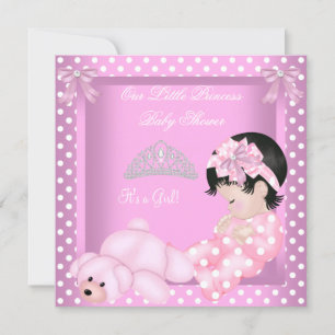 Little Princess Baby shower Girl Pink Polka Dot 2 Kaart