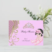 Little Princess Baby shower Girl Pink White Gold 3 Kaart (Staand voorkant)