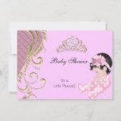 Little Princess Baby shower Girl Pink White Gold 3 Kaart (Voorkant)