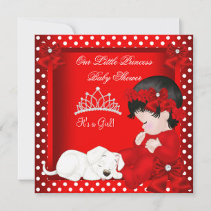 Little Princess Baby shower Girl Red White Kaart