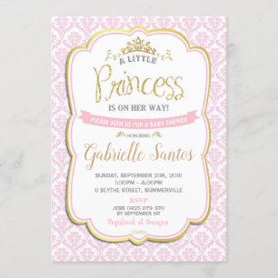Little Princess Baby shower Invitation Girl Pink Kaart