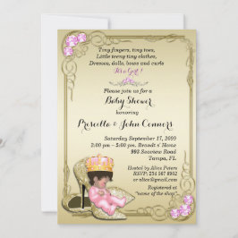 Little Princess Baby shower Invitation, goud Kaart