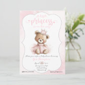 Little Princess Baby Shower Invitation with Teddy  (Debout devant)