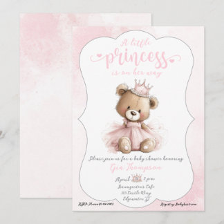 Little Princess Baby Shower Invitation with Teddy 
