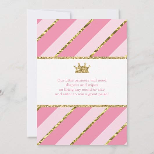 Little Princess Baby shower Invite, Faux Glitter Kaart (Achterkant)