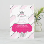Little Princess Baby shower Invite, Faux Glitter Kaart (Staand voorkant)