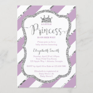 Little Princess Baby shower Invite, Faux Glitter Kaart