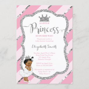 Little Princess Baby shower Invite, Faux Glitter Kaart